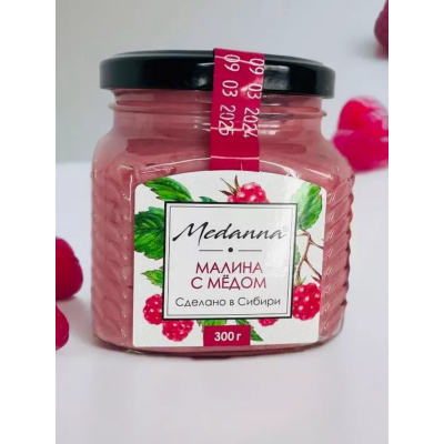 Медовая паста Medanna с малиной, 300 гр
